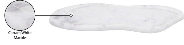 Meridian Furniture Arezzo Oval Stone Decorative Tray with Natural Veining for Vanity Console or Coffee Table White Genuine Marble ACC112-White