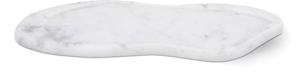 Meridian Furniture Arezzo Oval Stone Decorative Tray with Natural Veining for Vanity Console or Coffee Table White Genuine Marble ACC112-White