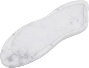 Meridian Furniture Arezzo Oval Stone Decorative Tray with Natural Veining for Vanity Console or Coffee Table White Genuine Marble ACC112-White
