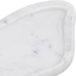 Meridian Furniture Arezzo Oval Stone Decorative Tray with Natural Veining for Vanity Console or Coffee Table White Genuine Marble ACC112-White