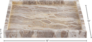 Meridian Furniture Barletta Capri Genuine Marble Square Tray with Natural Veining for Elegant Surfaces ACC113-Beige