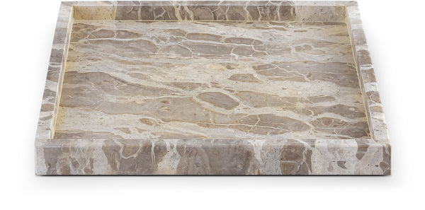 Meridian Furniture Barletta Capri Genuine Marble Square Tray with Natural Veining for Elegant Surfaces ACC113-Beige