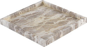 Meridian Furniture Barletta Capri Genuine Marble Square Tray with Natural Veining for Elegant Surfaces ACC113-Beige
