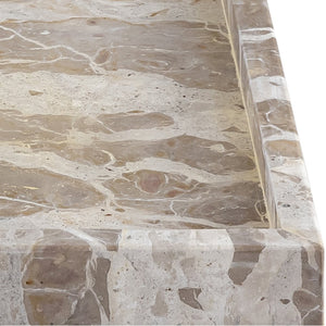 Meridian Furniture Barletta Capri Genuine Marble Square Tray with Natural Veining for Elegant Surfaces ACC113-Beige