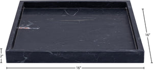 Meridian Furniture Barletta Genuine Marble Square Tray with Bold Veining for Vanity or Coffee Table ACC113-Black