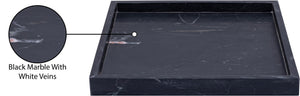 Meridian Furniture Barletta Genuine Marble Square Tray with Bold Veining for Vanity or Coffee Table ACC113-Black