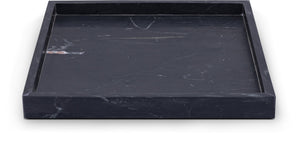 Meridian Furniture Barletta Genuine Marble Square Tray with Bold Veining for Vanity or Coffee Table ACC113-Black