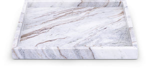 Meridian Furniture Barletta Genuine Marble Square Tray Toronto Brown Stone Veined Tabletop Accent ACC113-Brown