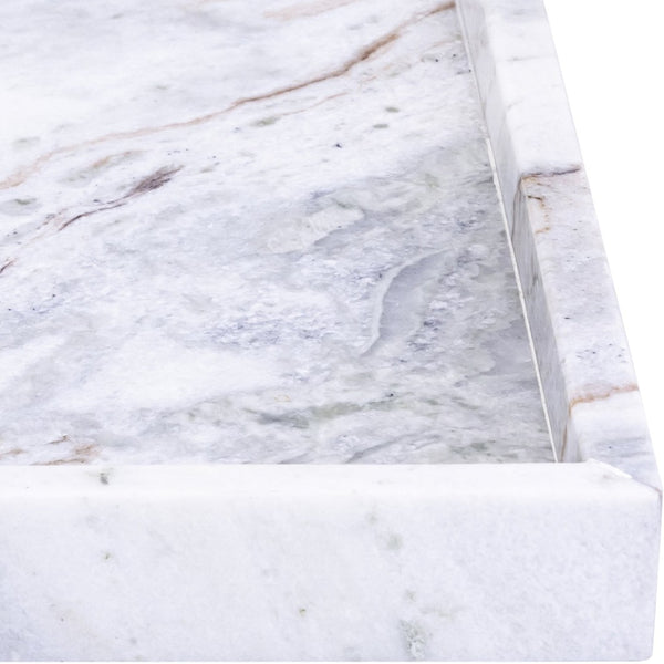 Meridian Furniture Barletta Genuine Marble Square Tray Toronto Brown Stone Veined Tabletop Accent ACC113-Brown