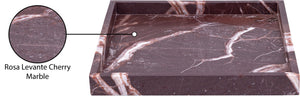 Meridian Furniture Barletta Rosa Levante Genuine Marble Square Tray Sculptural Vanity Accent ACC113-Cherry