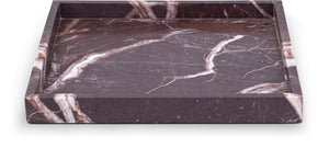 Meridian Furniture Barletta Rosa Levante Genuine Marble Square Tray Sculptural Vanity Accent ACC113-Cherry