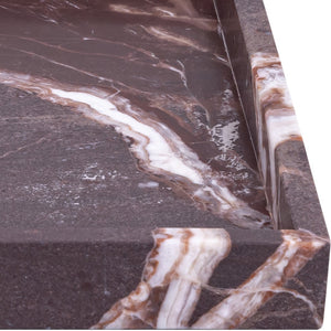 Meridian Furniture Barletta Rosa Levante Genuine Marble Square Tray Sculptural Vanity Accent ACC113-Cherry