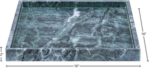 Meridian Furniture Barletta Verde Marble Square Tray with Natural Veining for Coffee Table Styling ACC113-Green