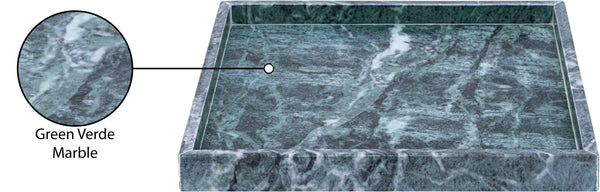 Meridian Furniture Barletta Verde Marble Square Tray with Natural Veining for Coffee Table Styling ACC113-Green