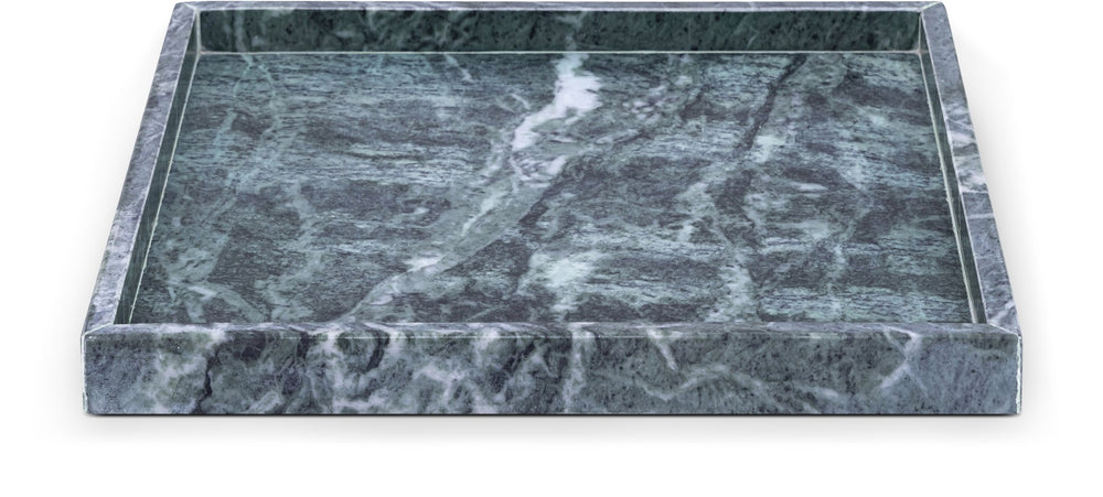 Meridian Furniture Barletta Verde Marble Square Tray with Natural Veining for Coffee Table Styling ACC113-Green