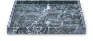 Meridian Furniture Barletta Verde Marble Square Tray with Natural Veining for Coffee Table Styling ACC113-Green
