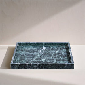 Meridian Furniture Barletta Verde Marble Square Tray with Natural Veining for Coffee Table Styling ACC113-Green