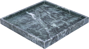 Meridian Furniture Barletta Verde Marble Square Tray with Natural Veining for Coffee Table Styling ACC113-Green
