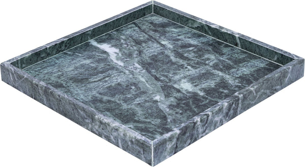 Meridian Furniture Barletta Verde Marble Square Tray with Natural Veining for Coffee Table Styling ACC113-Green