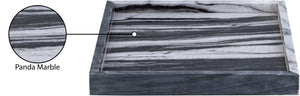 Meridian Furniture Barletta Genuine Panda Marble Decorative Tray with Unique Black White Stone Veining ACC113-Panda