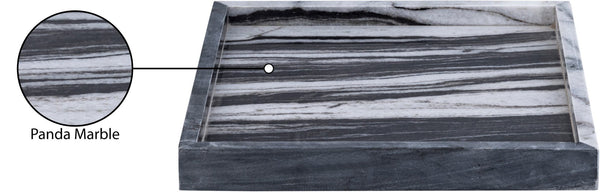Meridian Furniture Barletta Genuine Panda Marble Decorative Tray with Unique Black White Stone Veining ACC113-Panda