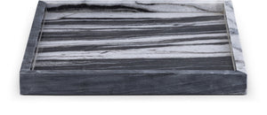 Meridian Furniture Barletta Genuine Panda Marble Decorative Tray with Unique Black White Stone Veining ACC113-Panda