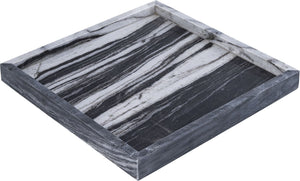 Meridian Furniture Barletta Genuine Panda Marble Decorative Tray with Unique Black White Stone Veining ACC113-Panda