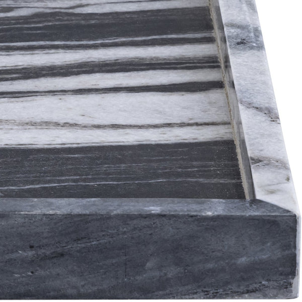 Meridian Furniture Barletta Genuine Panda Marble Decorative Tray with Unique Black White Stone Veining ACC113-Panda