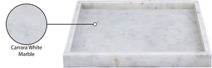 Meridian Furniture Barletta Carrara Marble Square Serving Tray Natural Veining Vanity Coffee Table Accent ACC113-White