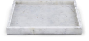 Meridian Furniture Barletta Carrara Marble Square Serving Tray Natural Veining Vanity Coffee Table Accent ACC113-White