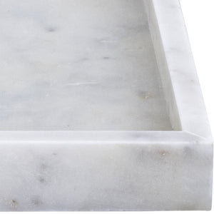 Meridian Furniture Barletta Carrara Marble Square Serving Tray Natural Veining Vanity Coffee Table Accent ACC113-White
