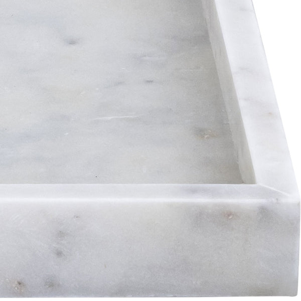 Meridian Furniture Barletta Carrara Marble Square Serving Tray Natural Veining Vanity Coffee Table Accent ACC113-White