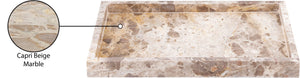 Meridian Furniture Barletta Genuine Marble Rectangular Tray with Natural Veining for Refined Surfaces ACC114-Beige