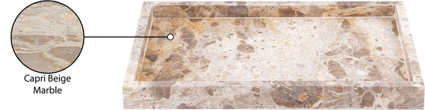 Meridian Furniture Barletta Genuine Marble Rectangular Tray with Natural Veining for Refined Surfaces ACC114-Beige