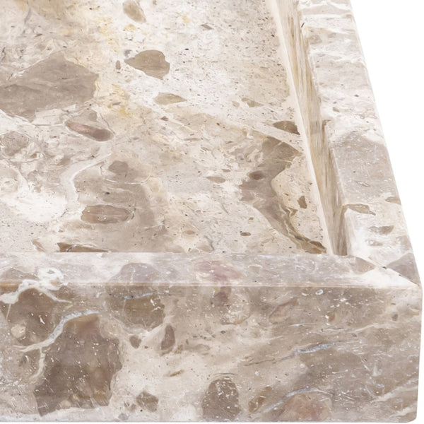 Meridian Furniture Barletta Genuine Marble Rectangular Tray with Natural Veining for Refined Surfaces ACC114-Beige