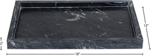 Meridian Furniture Barletta Genuine Black Marble Rectangular Tray with Natural White Veining for Modern Decor ACC114-Black