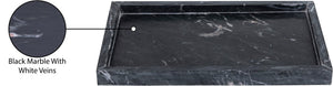 Meridian Furniture Barletta Genuine Black Marble Rectangular Tray with Natural White Veining for Modern Decor ACC114-Black