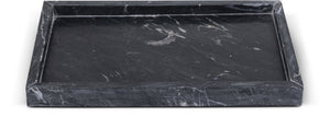 Meridian Furniture Barletta Genuine Black Marble Rectangular Tray with Natural White Veining for Modern Decor ACC114-Black