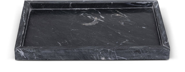Meridian Furniture Barletta Genuine Black Marble Rectangular Tray with Natural White Veining for Modern Decor ACC114-Black