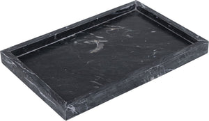 Meridian Furniture Barletta Genuine Black Marble Rectangular Tray with Natural White Veining for Modern Decor ACC114-Black