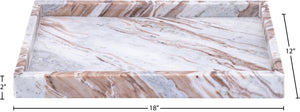 Meridian Furniture Barletta Toronto Brown Genuine Marble Rectangular Tray with Natural Stone Veining ACC114-Brown