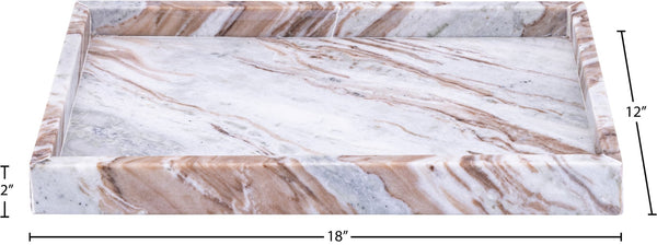 Meridian Furniture Barletta Toronto Brown Genuine Marble Rectangular Tray with Natural Stone Veining ACC114-Brown