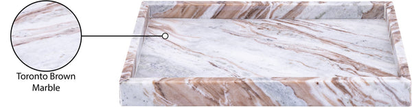 Meridian Furniture Barletta Toronto Brown Genuine Marble Rectangular Tray with Natural Stone Veining ACC114-Brown