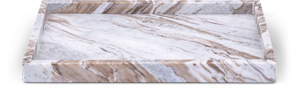 Meridian Furniture Barletta Toronto Brown Genuine Marble Rectangular Tray with Natural Stone Veining ACC114-Brown