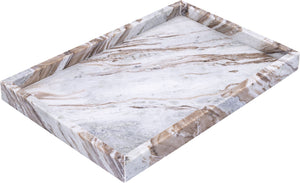 Meridian Furniture Barletta Toronto Brown Genuine Marble Rectangular Tray with Natural Stone Veining ACC114-Brown