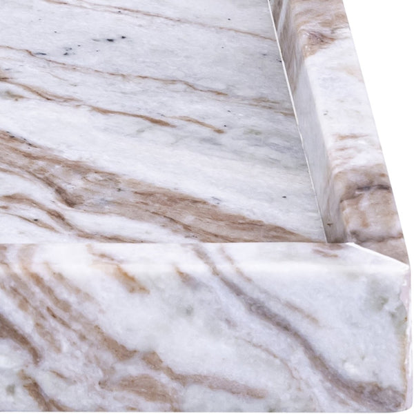 Meridian Furniture Barletta Toronto Brown Genuine Marble Rectangular Tray with Natural Stone Veining ACC114-Brown