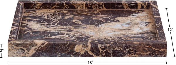Meridian Furniture Barletta Rosa Levante Marble Rectangular Tray Natural Veining Vanity Coffee Table Accent ACC114-Cherry