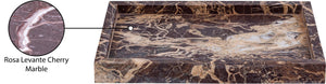 Meridian Furniture Barletta Rosa Levante Marble Rectangular Tray Natural Veining Vanity Coffee Table Accent ACC114-Cherry