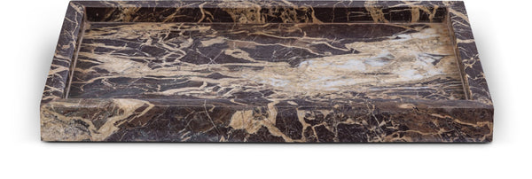 Meridian Furniture Barletta Rosa Levante Marble Rectangular Tray Natural Veining Vanity Coffee Table Accent ACC114-Cherry
