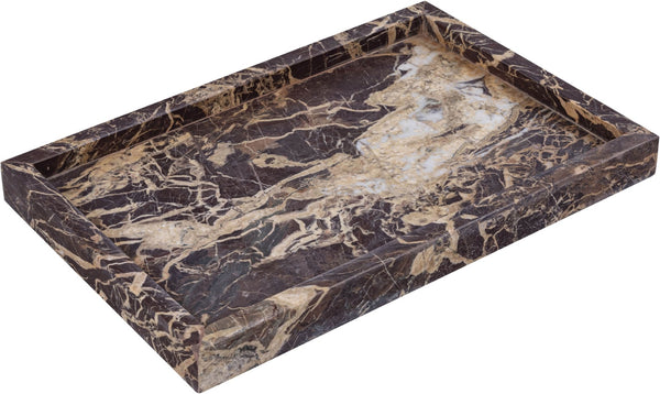 Meridian Furniture Barletta Rosa Levante Marble Rectangular Tray Natural Veining Vanity Coffee Table Accent ACC114-Cherry